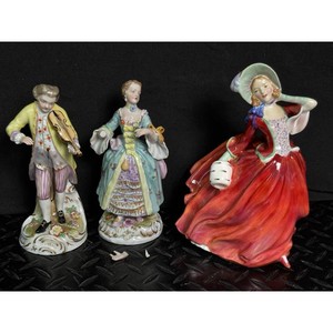Figurine Group Set - Dresden Style Porcelain Figures - Three Dancers