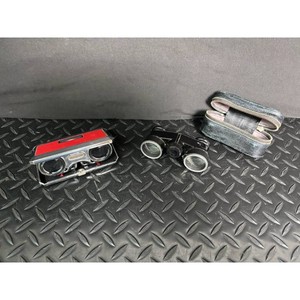 Travelers Binoculars with Case - Silver Metal, Folding Pair