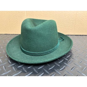 Green Wool Felt Alpine Tyrolean Hat - Braided Cord Band