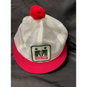 Midland Red White Mesh Trucker Hat with Pom-Pom