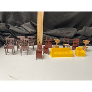 Vintage Plastic Dollhouse Furniture Set � Chairs, Sofa, Cabinets, 22 pcs