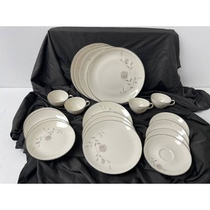 American Atelier Ivory Porcelain Rose Dinnerware Set 16 Pieces