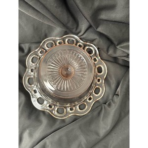 Hocking Pink Depression Glass Open Lace Pedestal Compote
