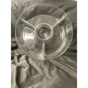 Clear Glass Divided Serving Bowl with Center Well