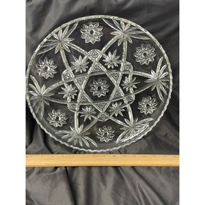 Clear Cut Glass Starburst Pattern Plate 15 in