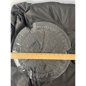 Clear Glass Happy Birthday Plate � Hammered Textured, 16 in