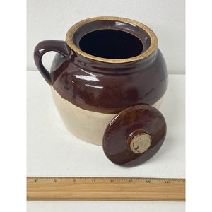 Brown Cream Ceramic Lidded Jug with Crown Mark