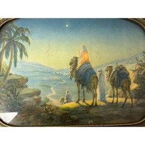 Framed Desert Camel Print in Gold-Tone Frame, 18 in