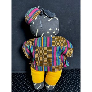 Kufi Bear Black Multicolor Cloth Plush Doll 1994 Golden Ribbon