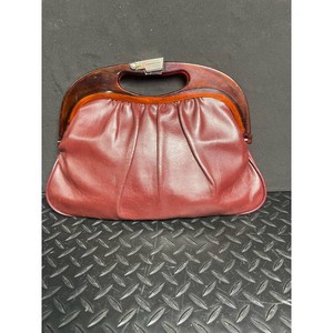 Burgundy Leather Handbag with Lucite Handle
