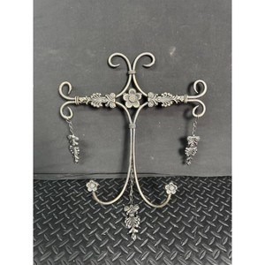 Ornate Metal Wall Cross with Floral Scrollwork and Dangles