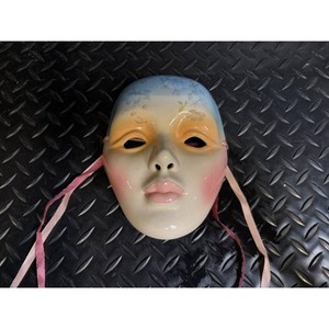 Vintage Porcelain Face Mask with Floral Detail � Decorative Vanity Item
