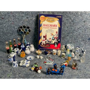 Hallmark Keepsake Ornament Guide Book, Vintage Miniatures & Holiday Decor Lot