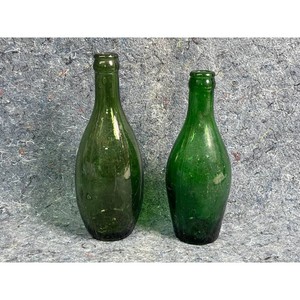 Green Glass Bottle Pair � Antique Style, 2 Bottles