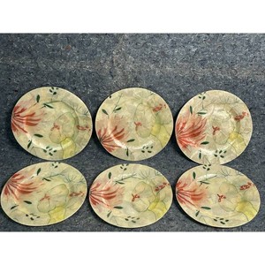 Natural Capiz Resin Floral Plate Set of 6 � Red & Green Tropical Decor