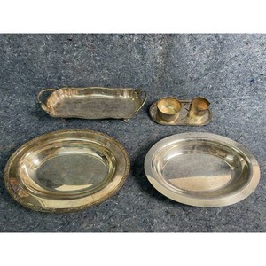Antique Silver Plate Serving Tray & Dish Set � Ornate Metalware