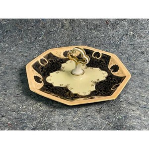 NORITAKE Black Gold Porcelain Octagonal Covered Dish with Lid