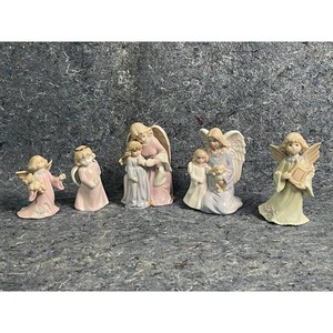 Cream Porcelain Angel Figurine Set � Religious Decorative Collectibles