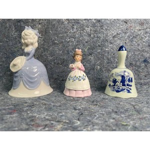 Porcelain Bell Figurine Set � Girl, Lady, Windmill 3 Pieces