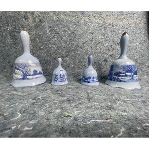 Blue and White Porcelain Bell Set, 4 Pieces
