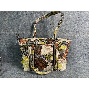 Vera Bradley Quilted Cotton Tote Bag Brown Yellow Floral