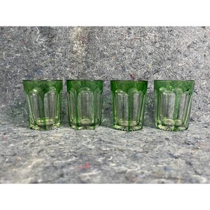 Green Cut Glass Tumblers Set of 4