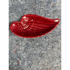Red Ceramic Wing Shaped Dish by Red Wing Potteries