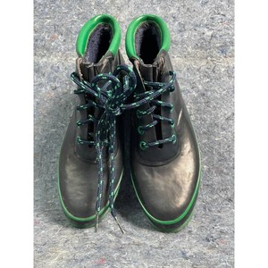 Black Green Rubber Lace-Up Ankle Boots � Sporto, Pair