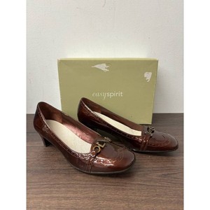 Easy Spirit Brown Patent Leather Heeled Loafers, Size 7.5