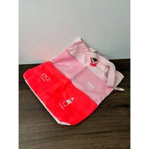 Pink Canvas Tote Bag with VS Heart and Beach Icons