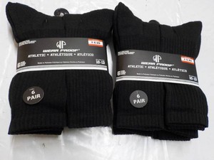 12 pair Wear Proof size 10-13 Black Athletic Stockings