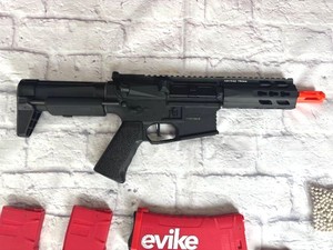 Krytac Trident MK2 PDW with Evike Red Mid Cap Mags, Matrix 11. IV 1000m Ah 3SC Stick-Type Lithium Polymer (LiPo) Battery and Accessories