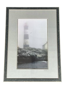 Nancy Brenny Signed and Framed Photogragh of the Historic Race Rocks Lighthouse on Vancouver Island, British Columbia, Canada - Frame Measures 18.5 x 25.5