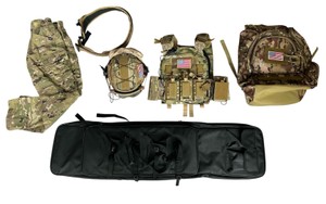 Airsoft Accessories - Airsoft Rifle Carrying Case, Tactical Helmet, Backpack, Tactical Vest, and Camo Pants