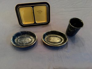 Black Soap Dishes, Matching Cup and Black Picture Frame (Made for two 3 x 4 photos)