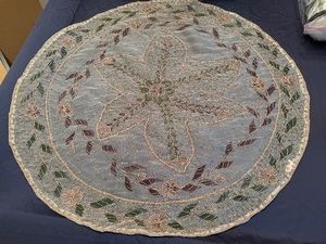 Intricate Embroidered Round Table Doiley by Seremehsara Jafari - Premium Ethnic Embroideries, Luxury Textiles