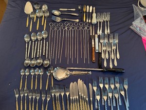 Great Kitchen Starter Kit - Silverware Set, Kitchen Utensils, Set of Metal Skewers, Knife Sharpener (90 Pieces)