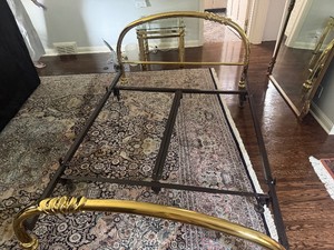 Vintage Curved Brass Queen Bed Frame