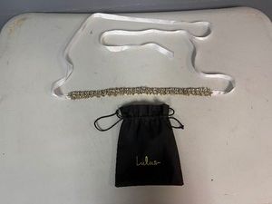 Crystal Embellished Bridal Sash with White Satin Ribbon and Lulus Dust Bag (14 embellishment, 75 total length with ribbon)