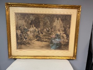 Beautifully Framed Vintage Reproduction Lithograph by Spanish Artist Vicente Garcia de Paredes, 18th Century. 40 34 w x 31 14 t x 1 14 d