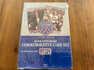Factory Sealed 19901991 Pro Set Super Bowl XXV Anniversary Commemorative Card Set (Qty 640 - Four 160 Card Sets)