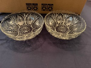 Vintage Anchor Hocking Medallion Clear Pressed Glass Bowls (Qty 2)