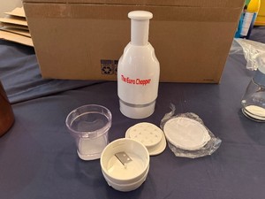 Euro Chopper with Attachments (never used), Vintage Gemco Glass Food and Nut Chopper & Vintage White Krups Touch-Top Electric Coffee and Spice Grinder (Used to powderize Zaffron - cleaned but powder residue and Zaffron Odor Present)