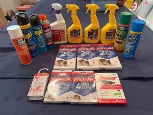 Insect Control Sprays and Rodent Traps (Bottles and Cans Feel at Least Half Full, Some are Completely full)