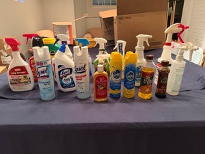 Insect Spray, Miracle Gro-Shake and Feed, Disinfectant Sprays, Furniture Polish, Empty Spray Bottles (Partially to Completely Full Containers)