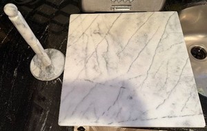 Beautiful Marble Cutting Board (18 x 18) and Matching Paper Towel Holder