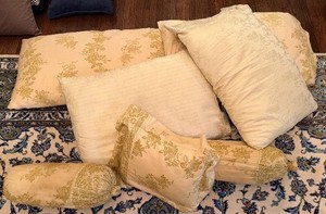 Decorative Light TanCream with Gold Accents Bed Pillows
