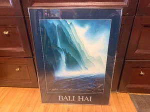 Framed Print Wailoi Lithograph by Artist George Sumner Depicting the Na Pali Coast of Kauai (2214 x 29 x 1)