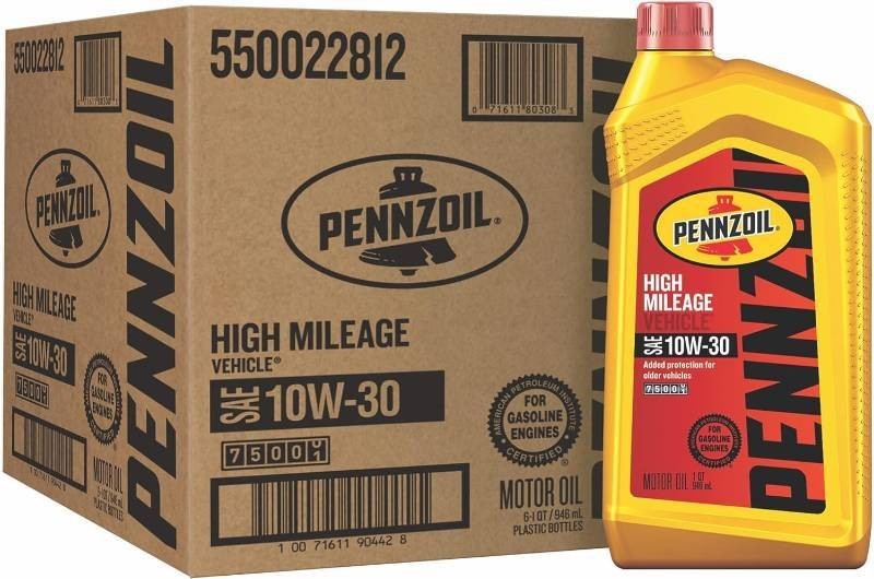 NEW Pennzoil High Mileage Conventional 10W-30 Motor Oil for Vehicles Over 75K Miles (1-Quart, Case of 6)