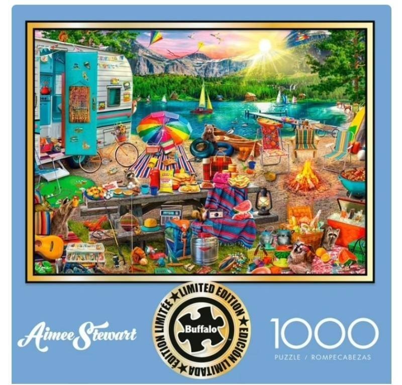 NEW Buffalo Games Interlocking Jigsaw Puzzle, 1000 pc. - Aimee Stewart - Family Campsite